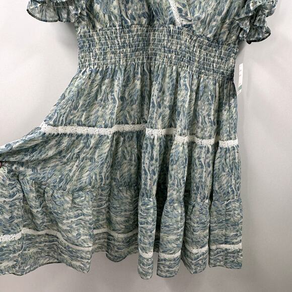 Taylor V Neck Short Sleeve Chiffon Floral Ruffle A Line Dress Size 8 NWT - Picture 4 of 8